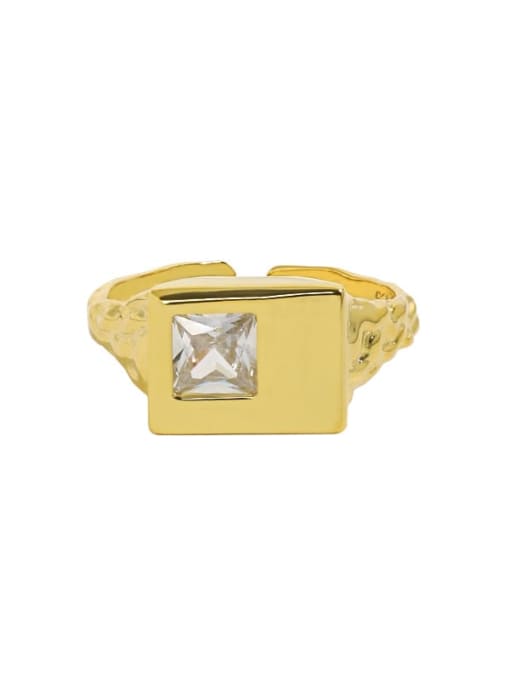 18K gold [No. 13 adjustable] 925 Sterling Silver Cubic Zirconia Geometric Vintage Band Ring